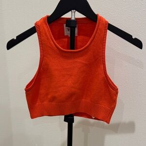 Zara Bright Orange Knit Cropped Tank